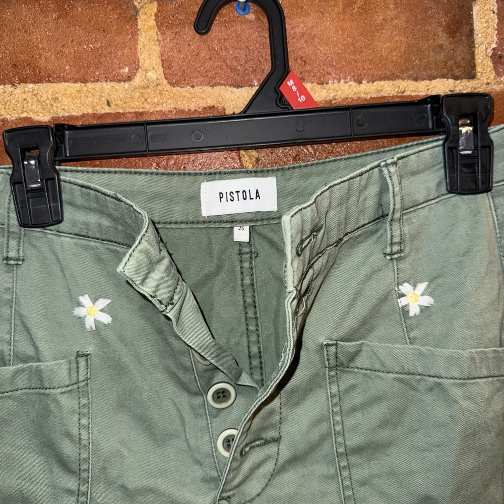 Pistola Olive Floral Embroidered Pants